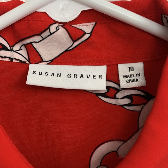 Susan Graver button-front chains blouse, women’s 10 - Picture 2 of 5